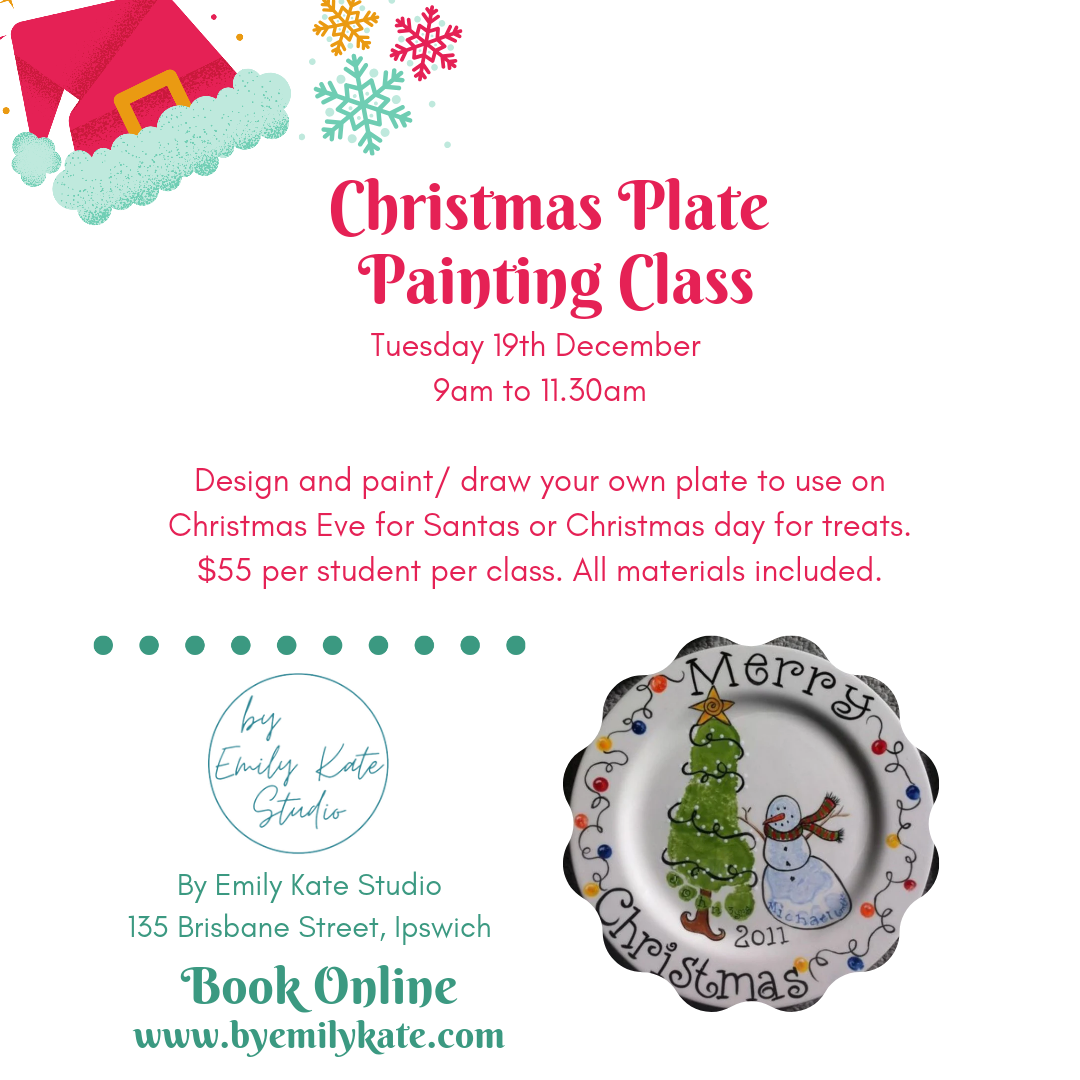 5. Christmas Plate Painting Class Tuesday 19th Dec 9am to 11:30am