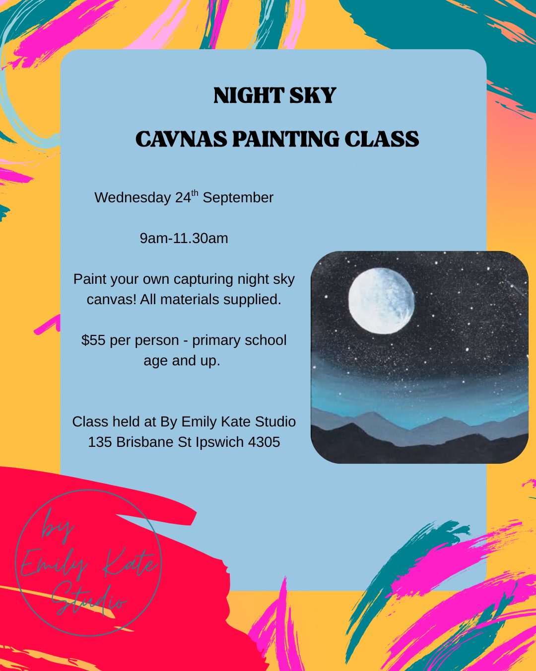 WEDNESDAY 24TH SEPTEMBER -9-11.30am NIGHT SKY PAINTING