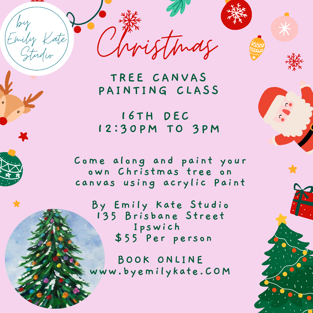 2. Christmas Tree Canvas Painting Class Mon 16th Dec 12.30pm to 3pm