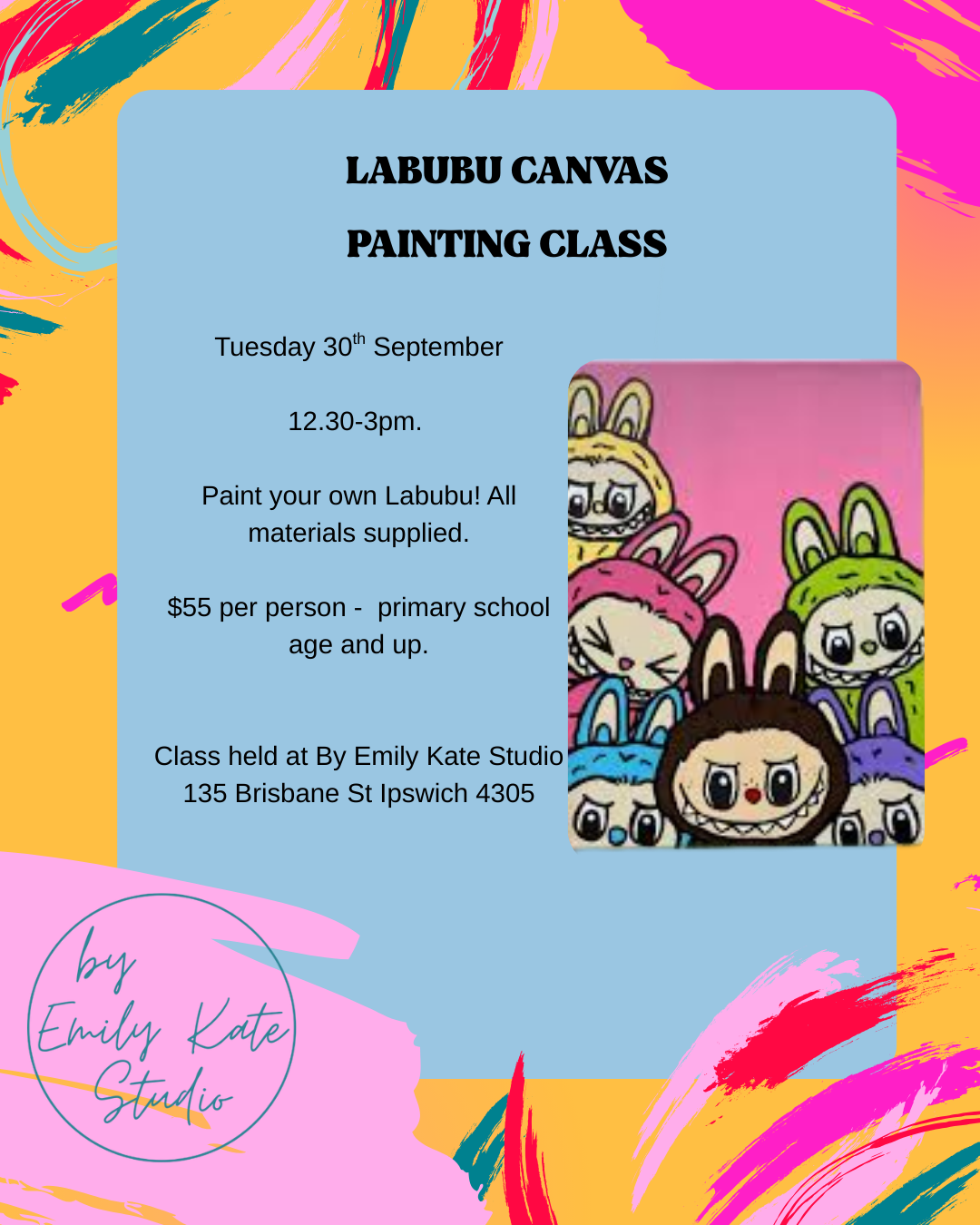 TUESDAY 30TH SEPTEMBER -12.30-3pm - LABUBU PAINTING CLASS