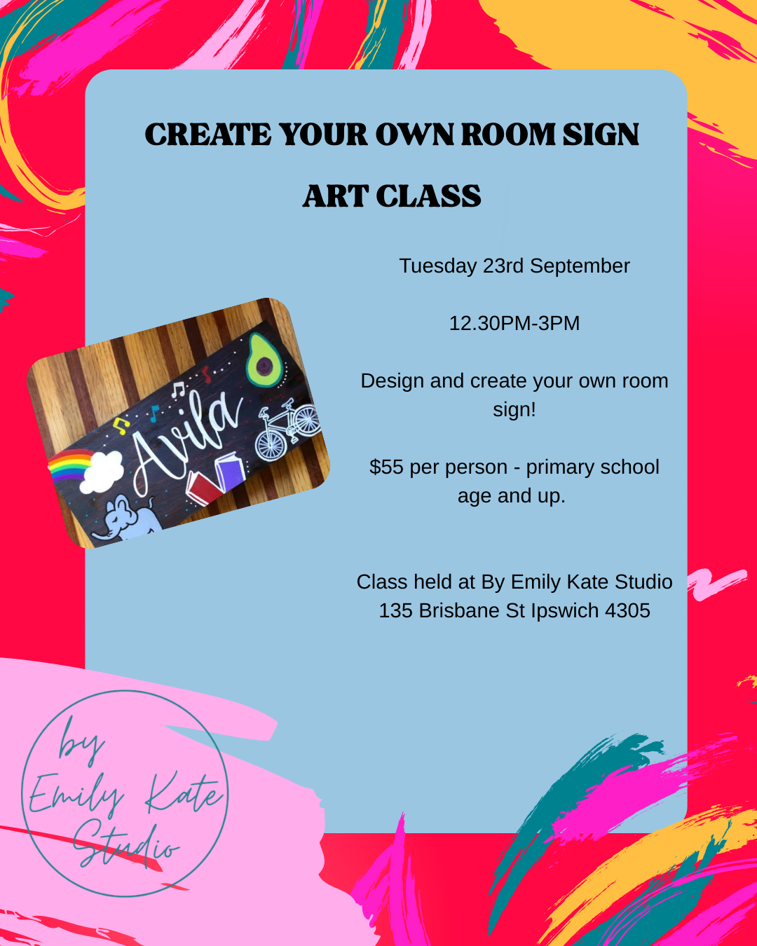 TUES 23RD SEP - 12.30pm - 3pm - CREATE YOUR OWN ROOM SIGN