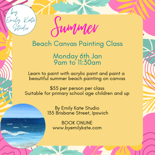 Summer Beach Canvas Painting Class Mon 6th Jan 9am to 11:30am