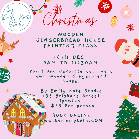 1. Wooden Gingerbread House Painting Class Mon 16th Dec 9am to 11:30am